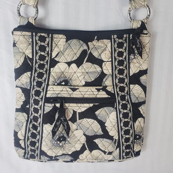 VERA BRADLEY Crossbody Bag and Wall Quilt Black and Grey Flower Pattern - Picture 9 of 12